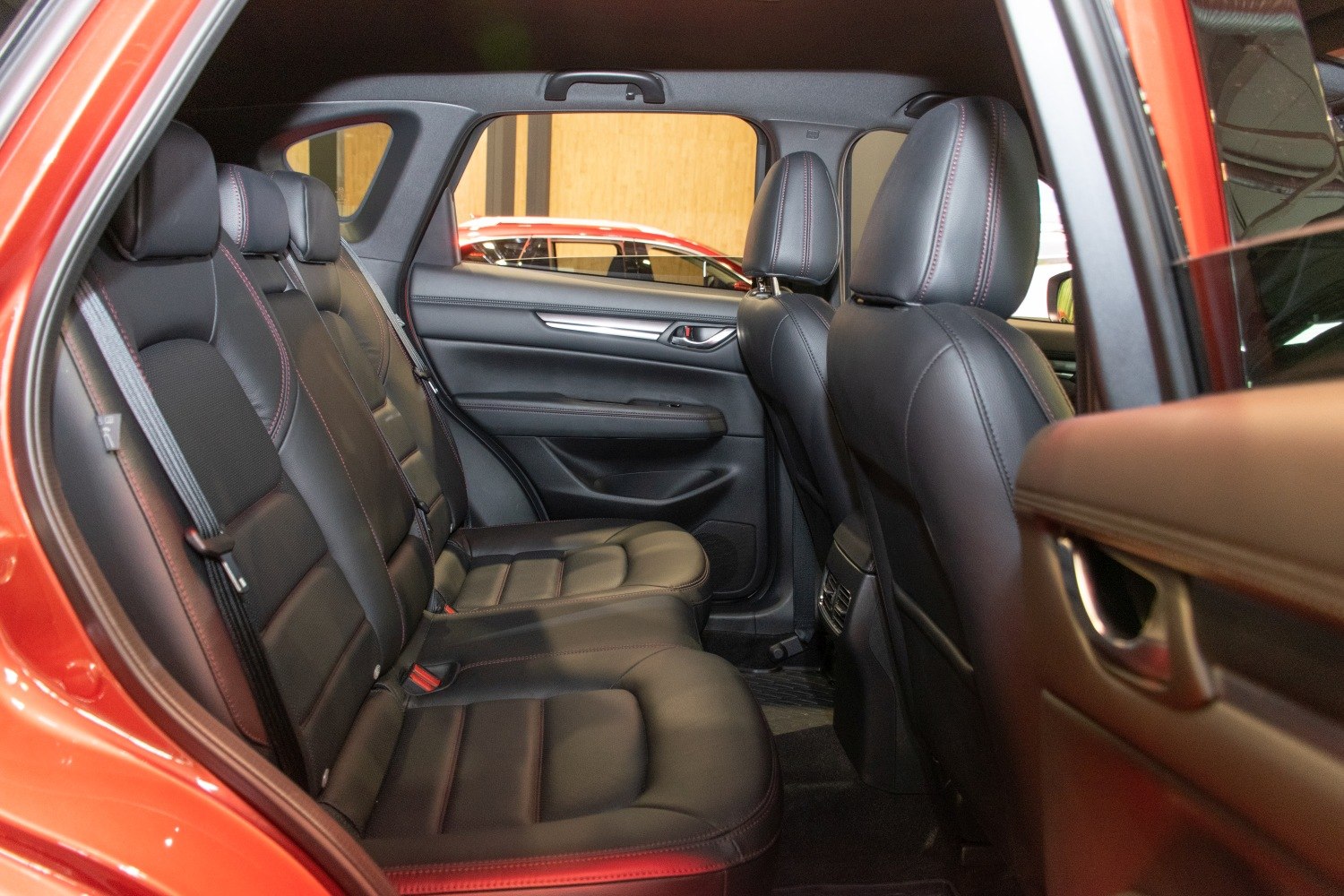 Rear leather seats and spacious interior with modern design