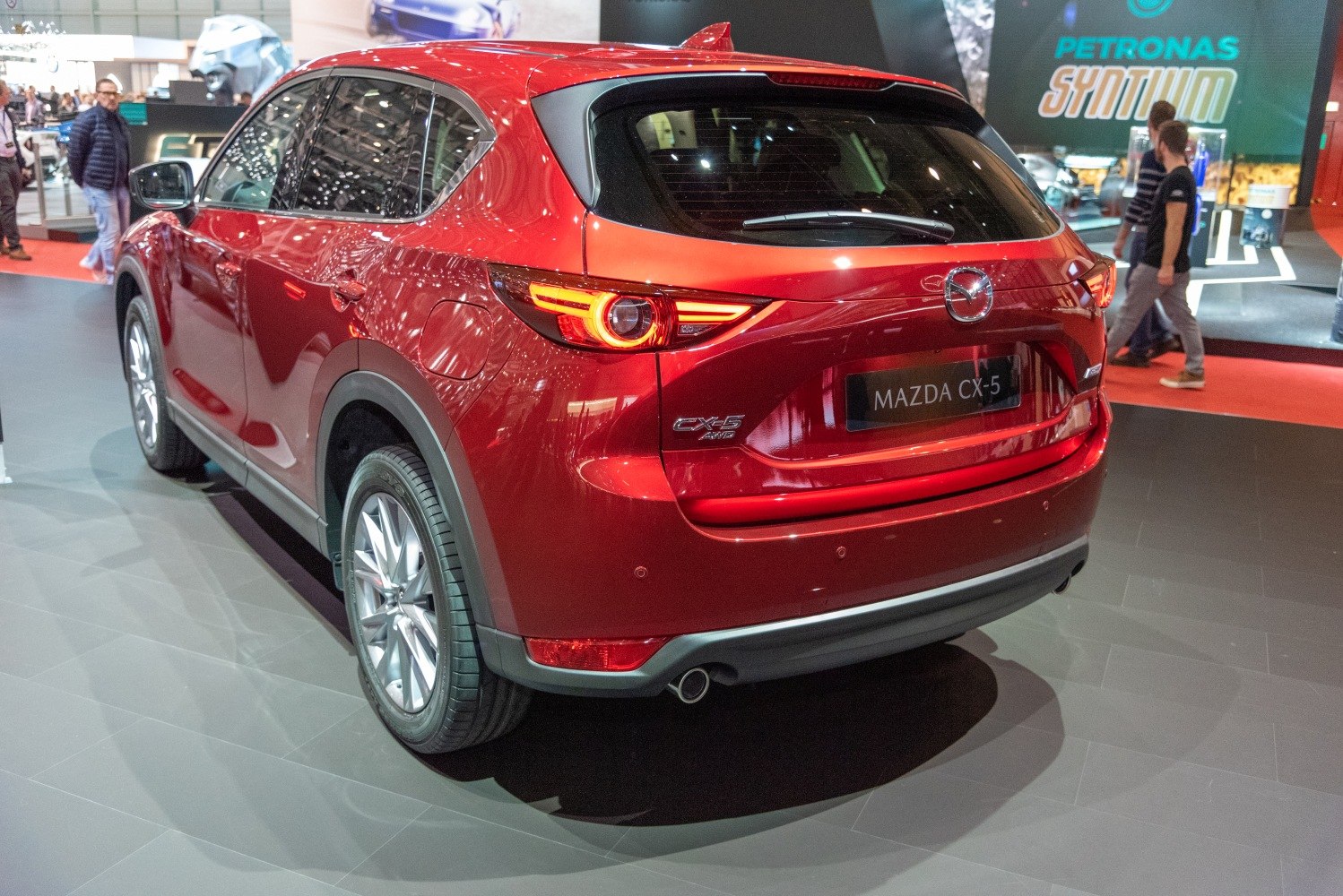 Rear view with distinctive taillights and smooth SUV body lines