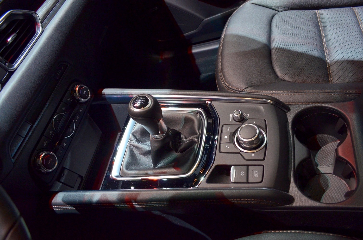 manual gear shift and multimedia control panel