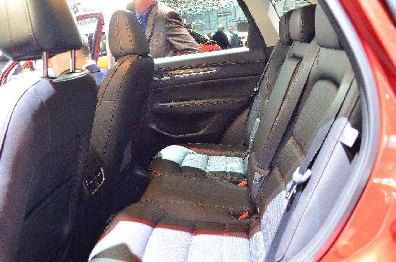 Rear seat black leather upholstery and spacious interior