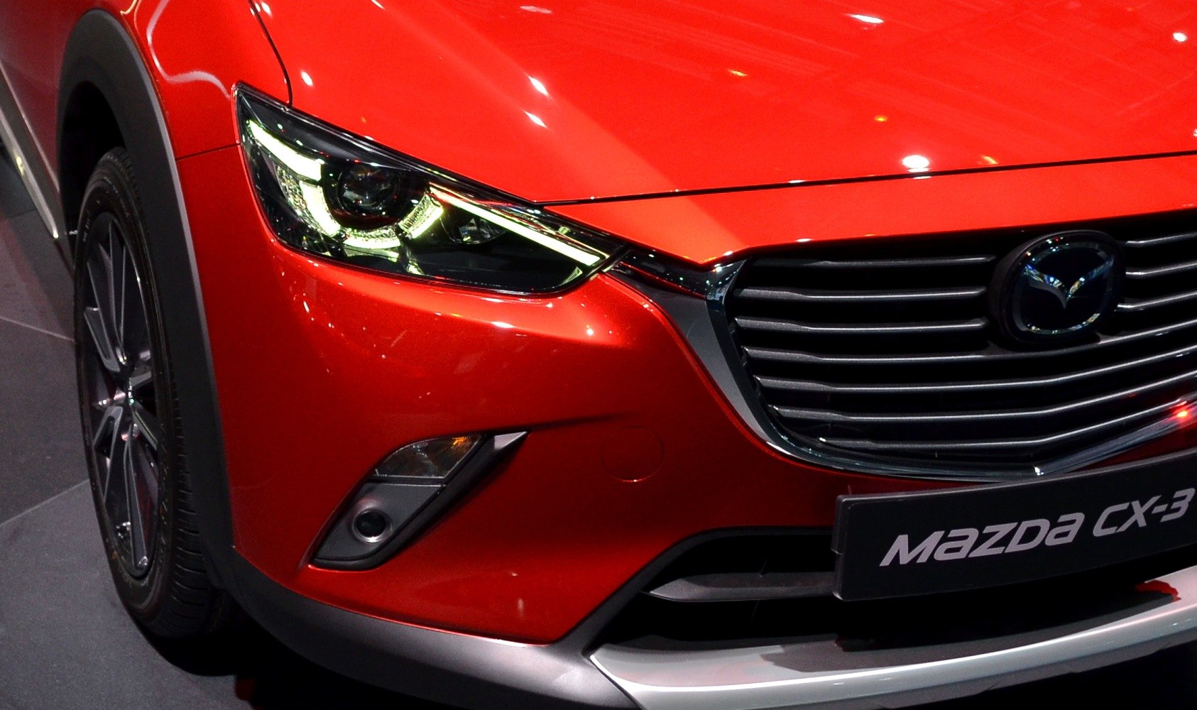 Front LED headlight and grille close-up
