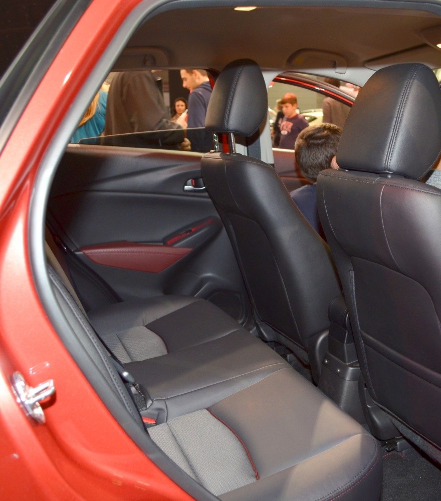Rear seat interior with leather upholstery and spacious design