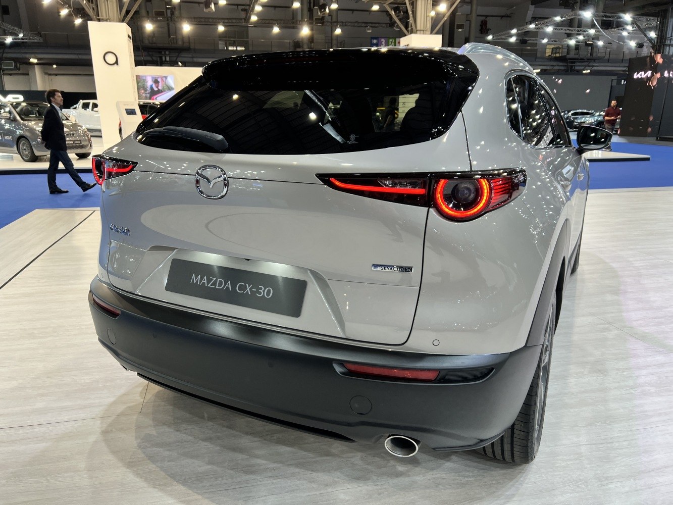 Sleek LED taillights and rear exhaust pipe of compact SUV