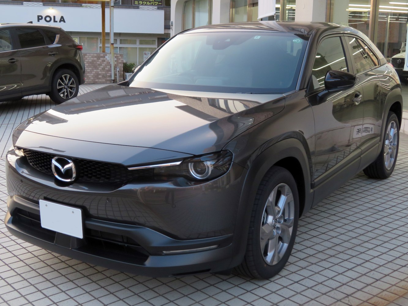 Prominent front grille with sleek LED headlights on a modern SUV.