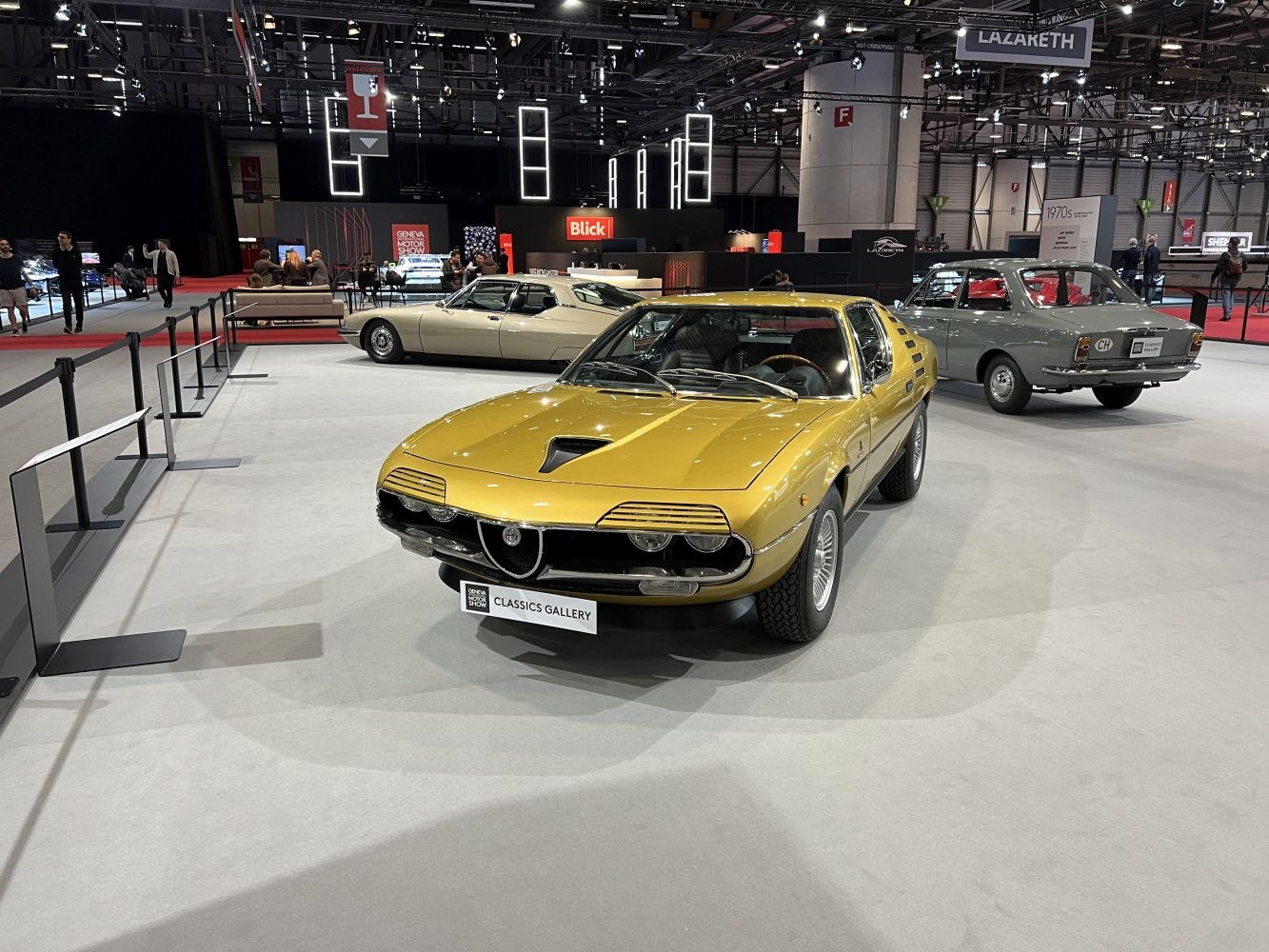 1970s sports coupe with unique front grille and concealed headlights.