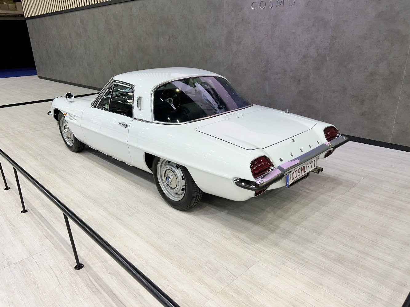 Classic vintage coupe rear with vintage tail lights in white finish