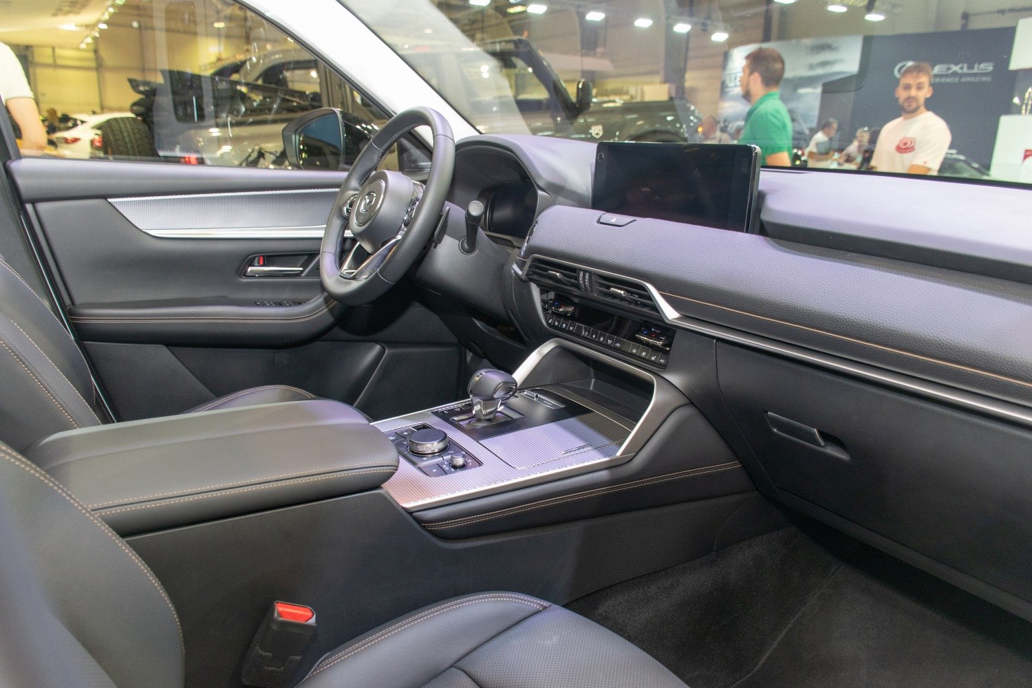 Digital display, steering wheel, and center console layout
