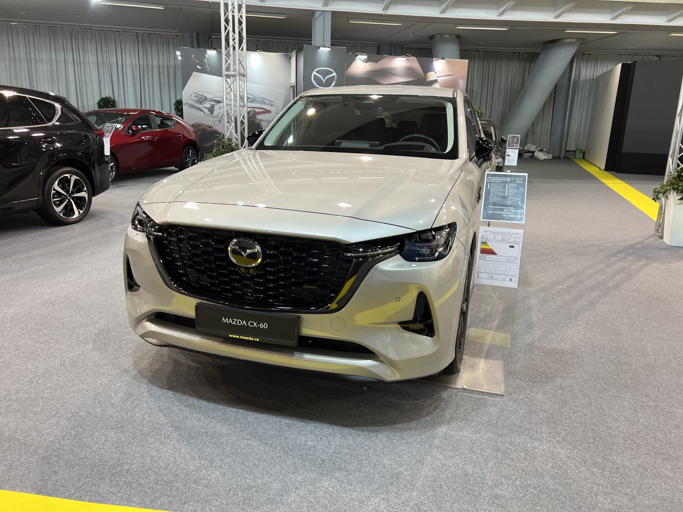 Front grille and headlights of an SUV on display