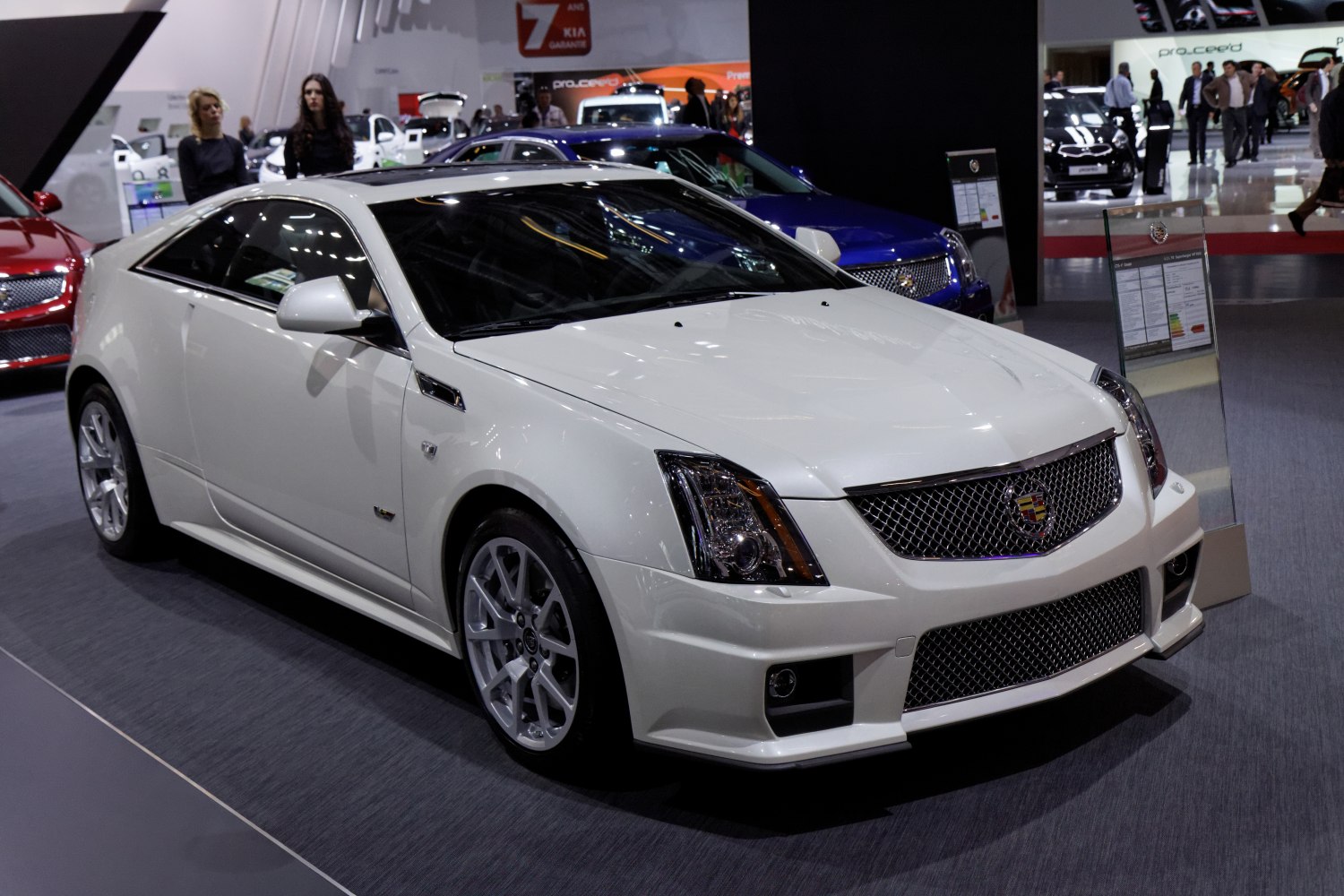 White luxury coupe with mesh grille and sporty alloy wheels