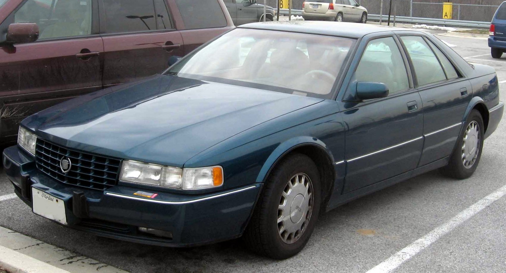Sedan with distinctive front grille and rectangular headlights