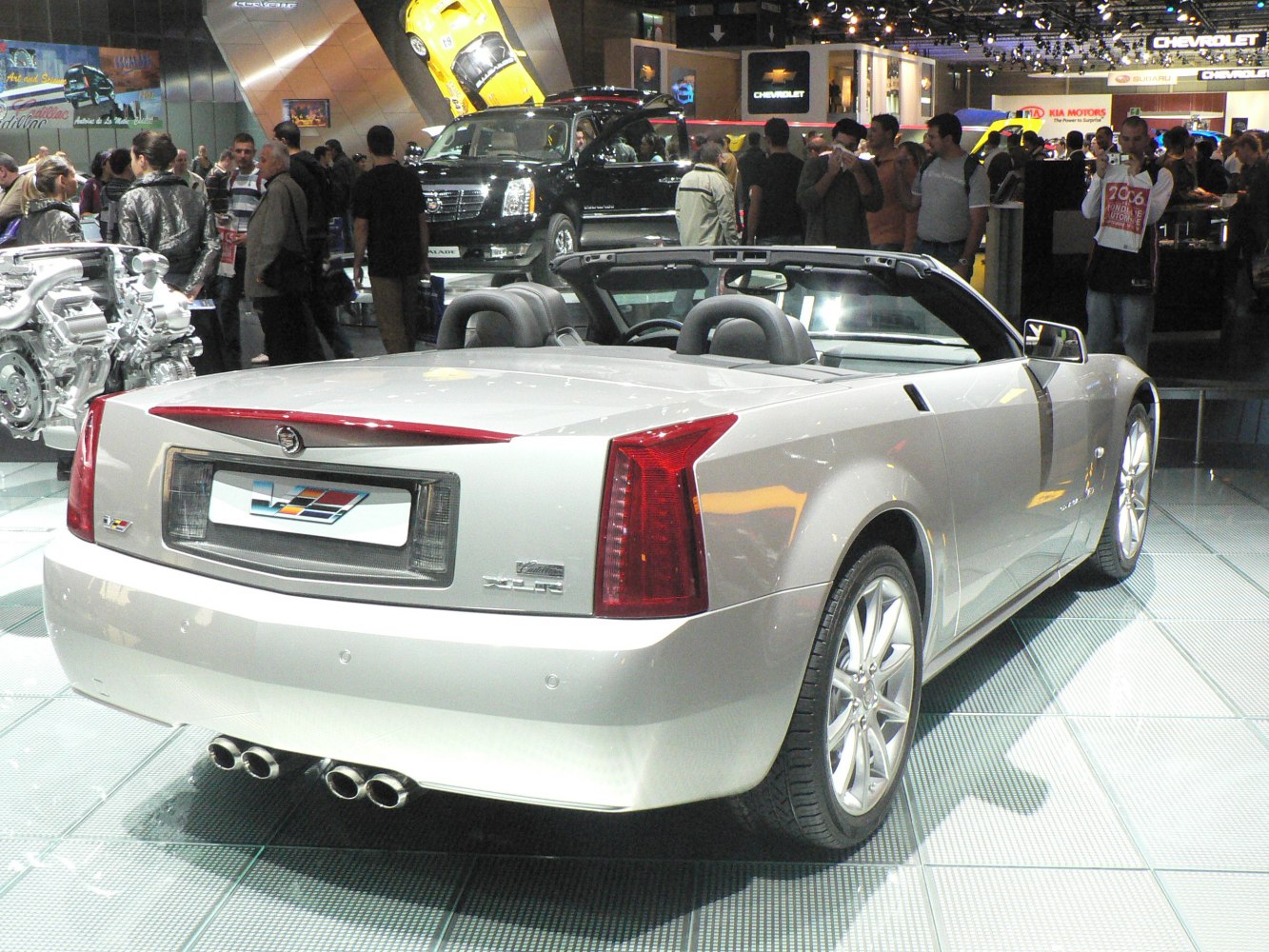 Rear view of convertible with quad exhaust and distinctive taillights