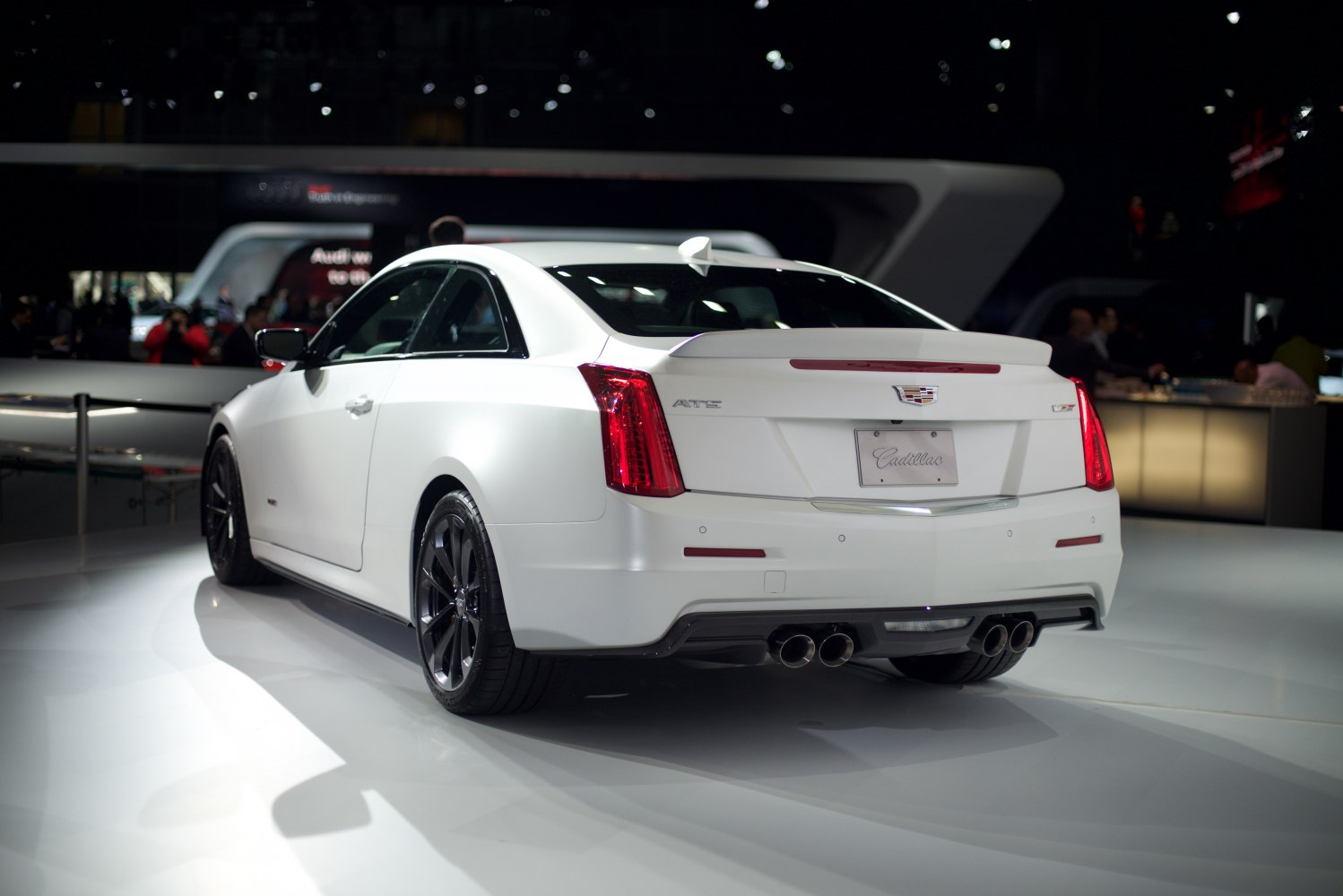 Rear view with quad exhaust and rear spoiler