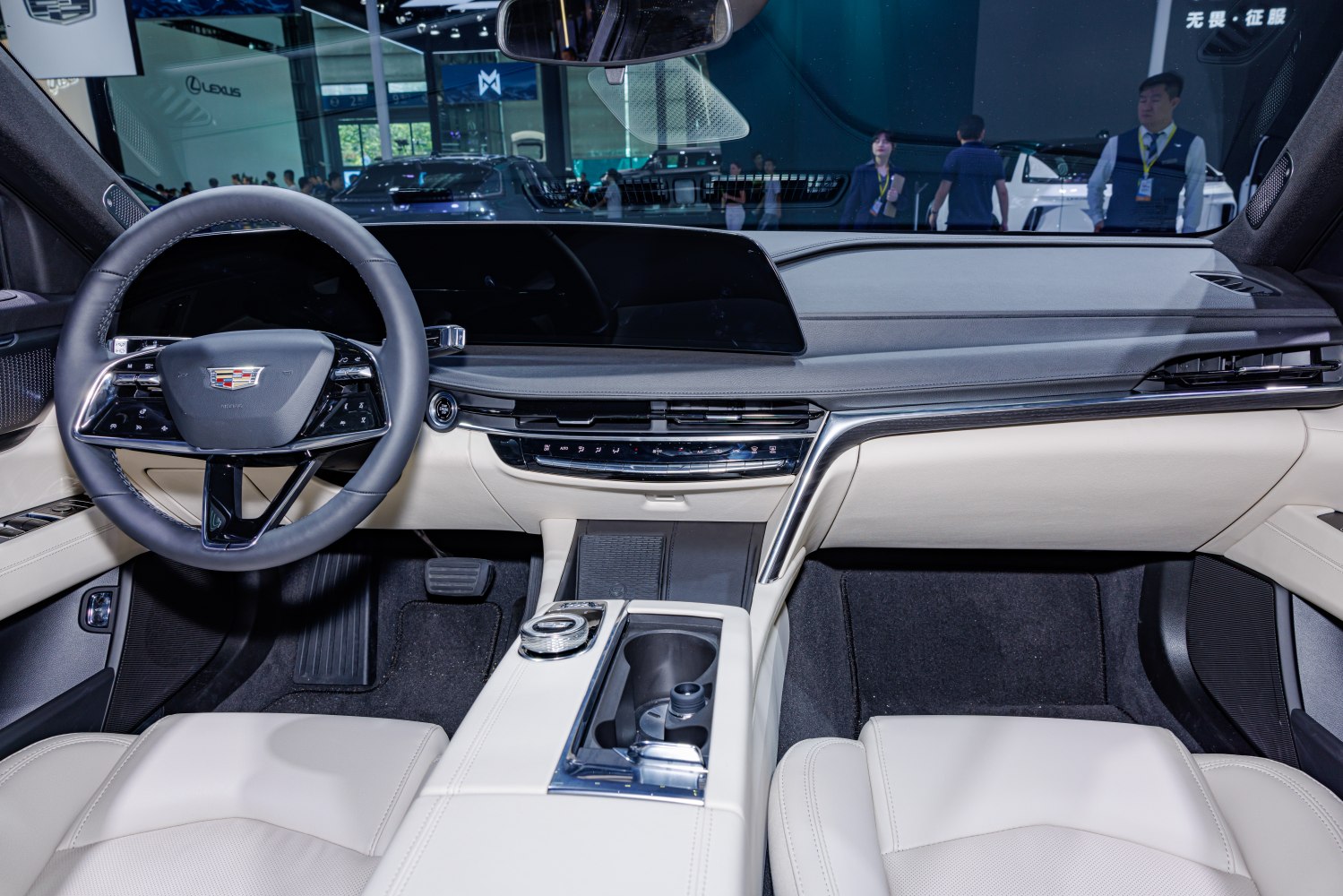 luxury dashboard with digital cluster and multifunction steering wheel