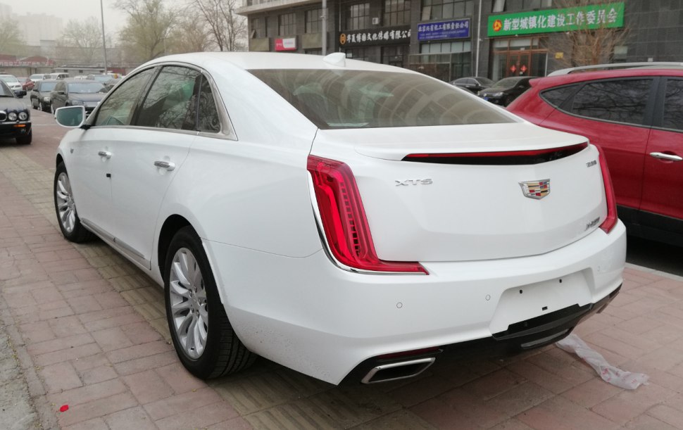 Rear view with vertical taillights and dual trapezoidal exhausts