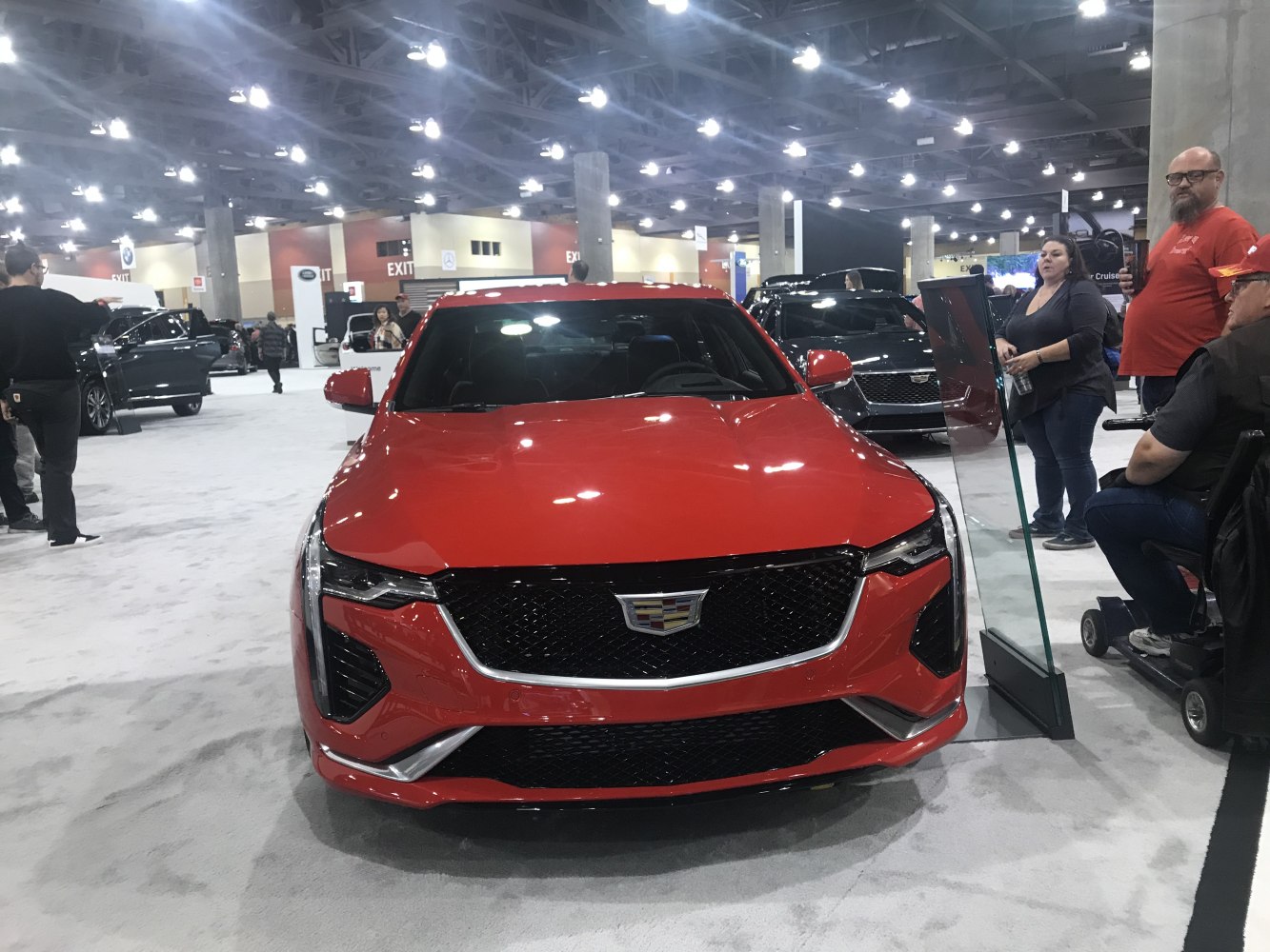 Front view of a car with a distinctive grille and headlights