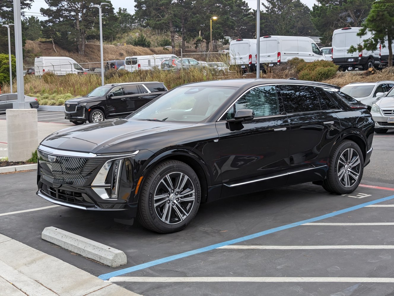 Luxury electric SUV with LED headlights and aerodynamic design