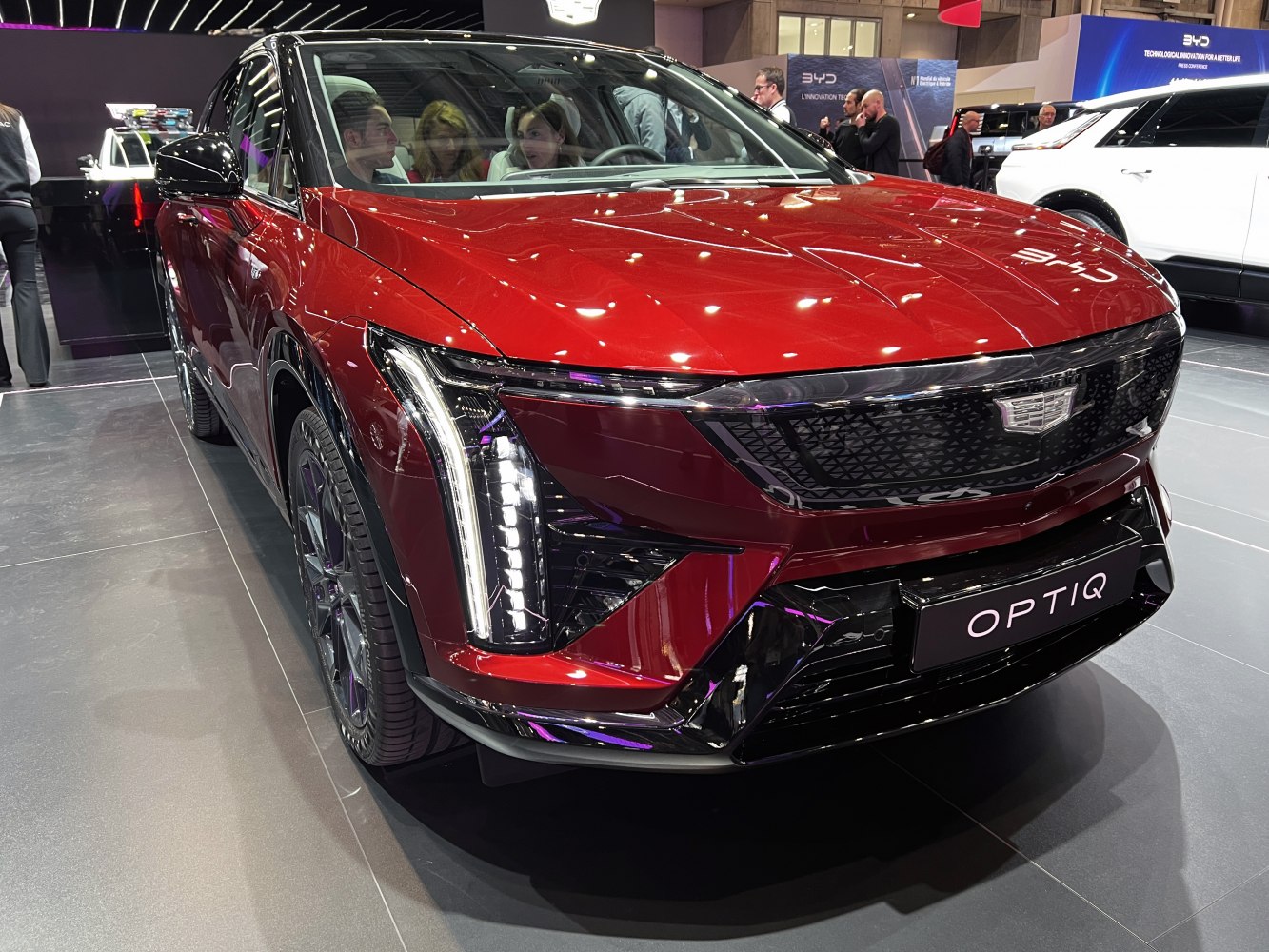 Futuristic front with LED headlights and sleek grille