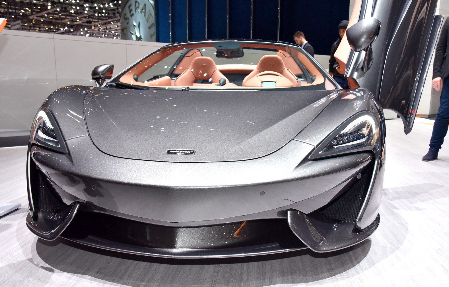 Front aerodynamic view and open dihedral door