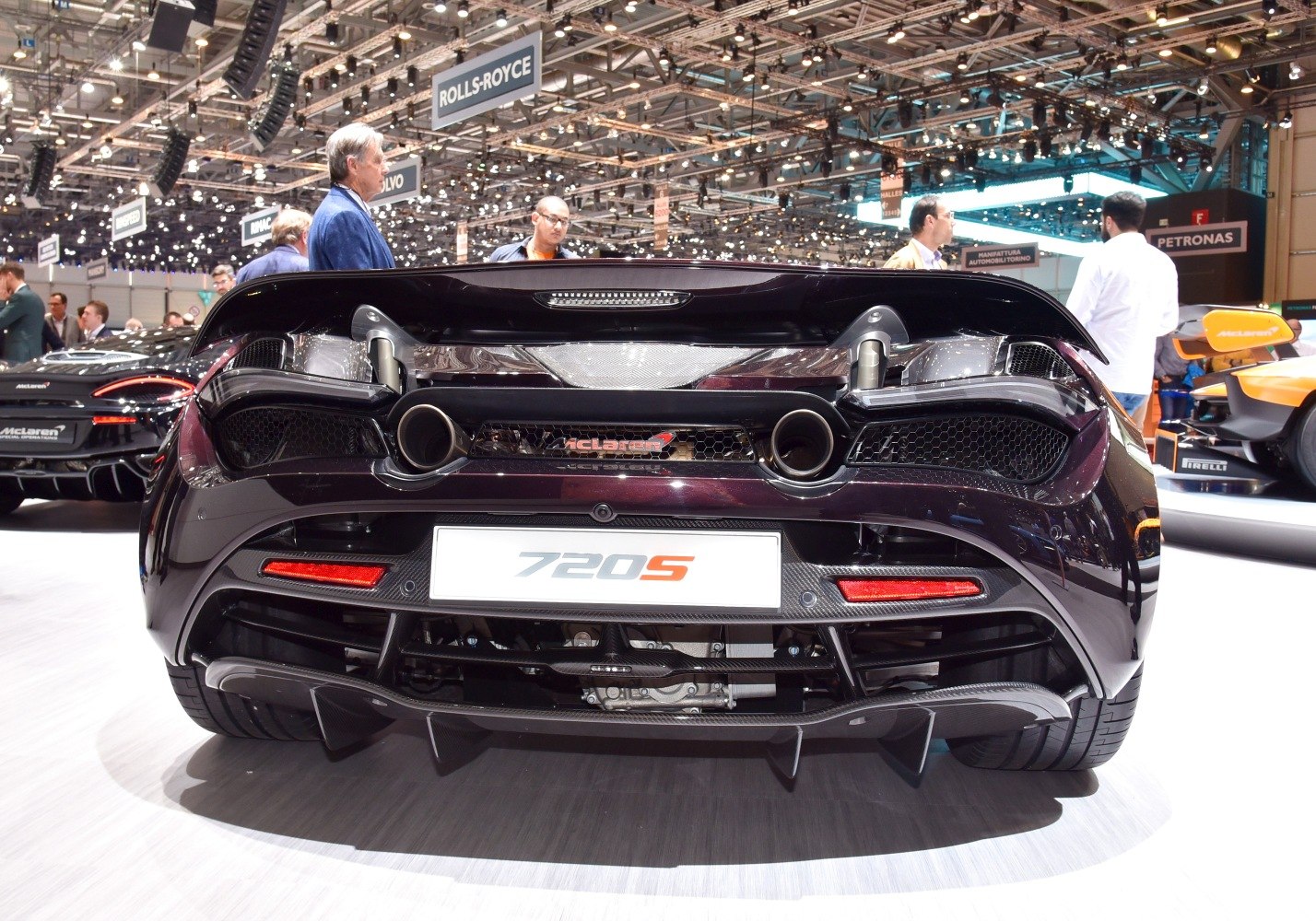 Dual exhausts and rear diffuser design of a sports supercar