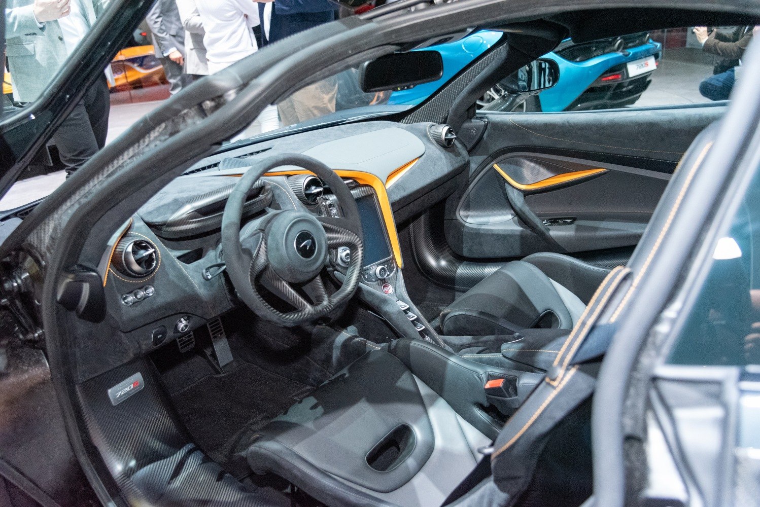 Luxury carbon fiber dashboard and sporty seats