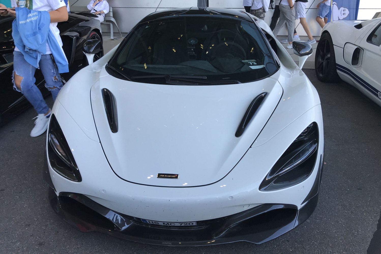 Front view with aerodynamic hood vents and LED headlights