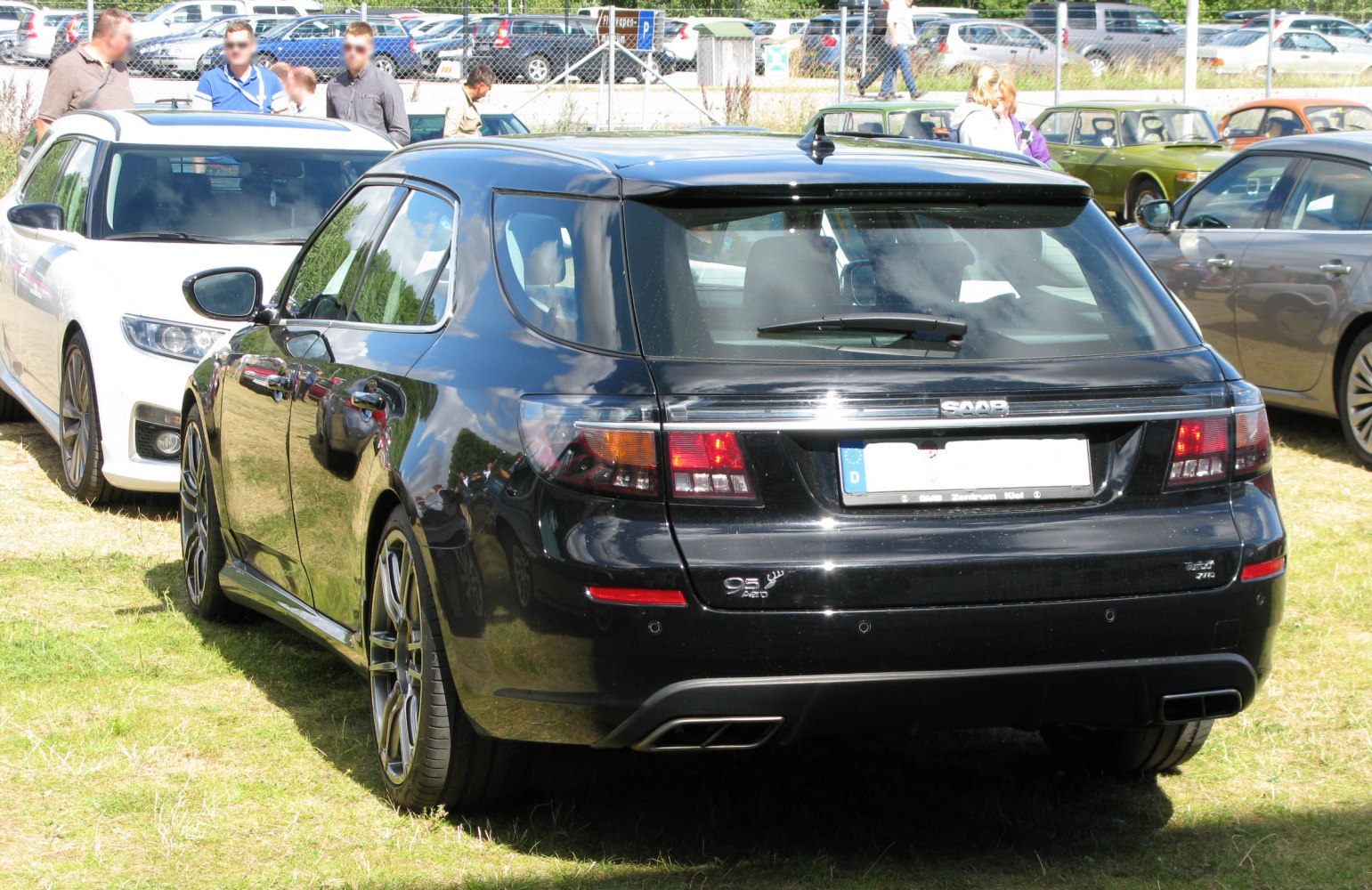 Rear view of a sporty wagon with distinctive tail lights
