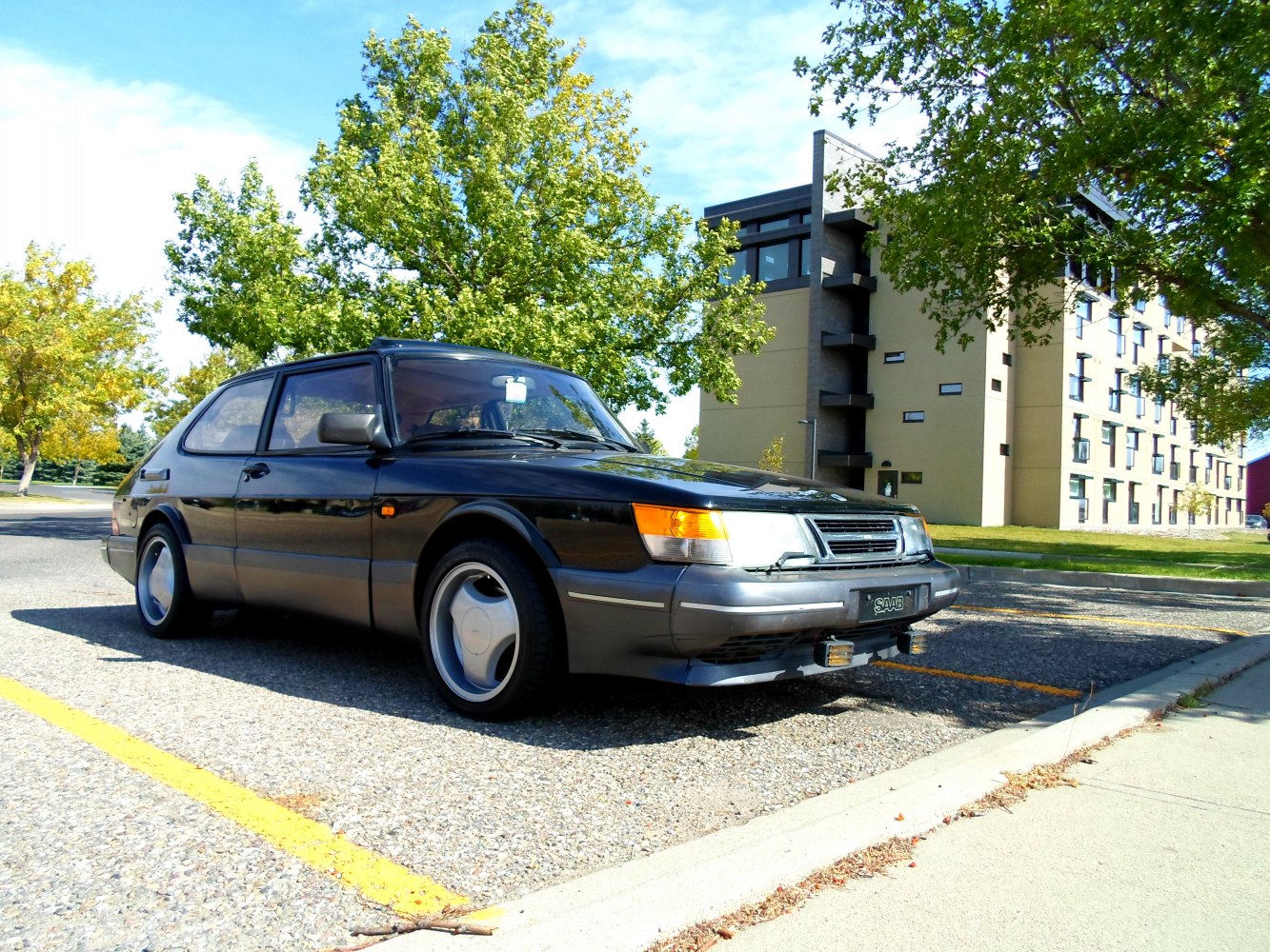 Black vintage coupe car parked outdoors with classic front headlights and sleek profile.