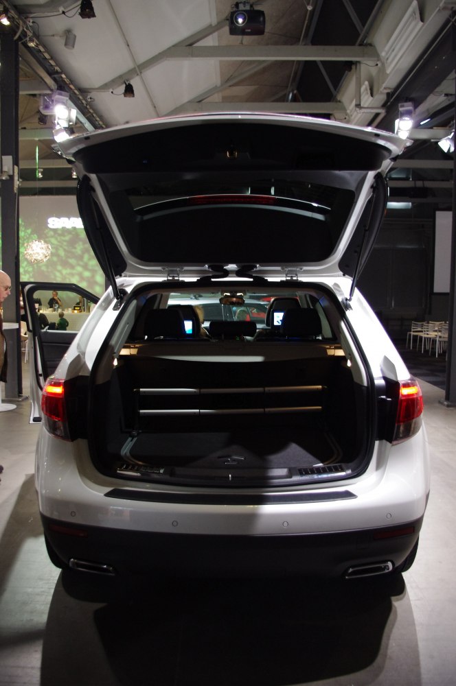 Open SUV tailgate with spacious rear cargo space