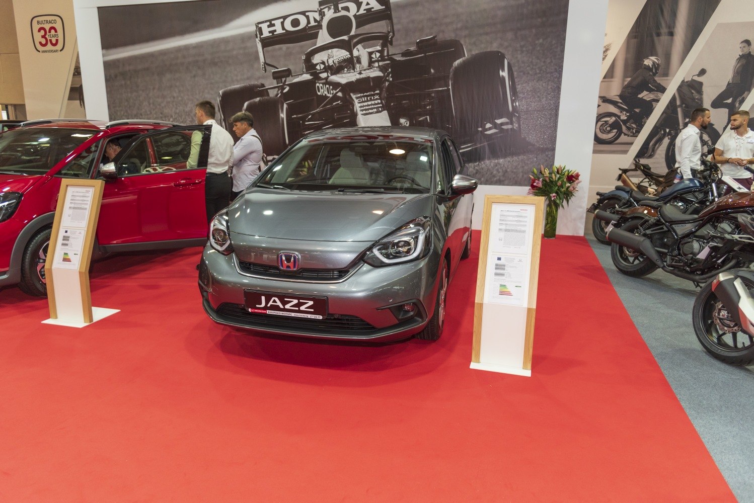 Compact hatchback front with LED headlights and grille