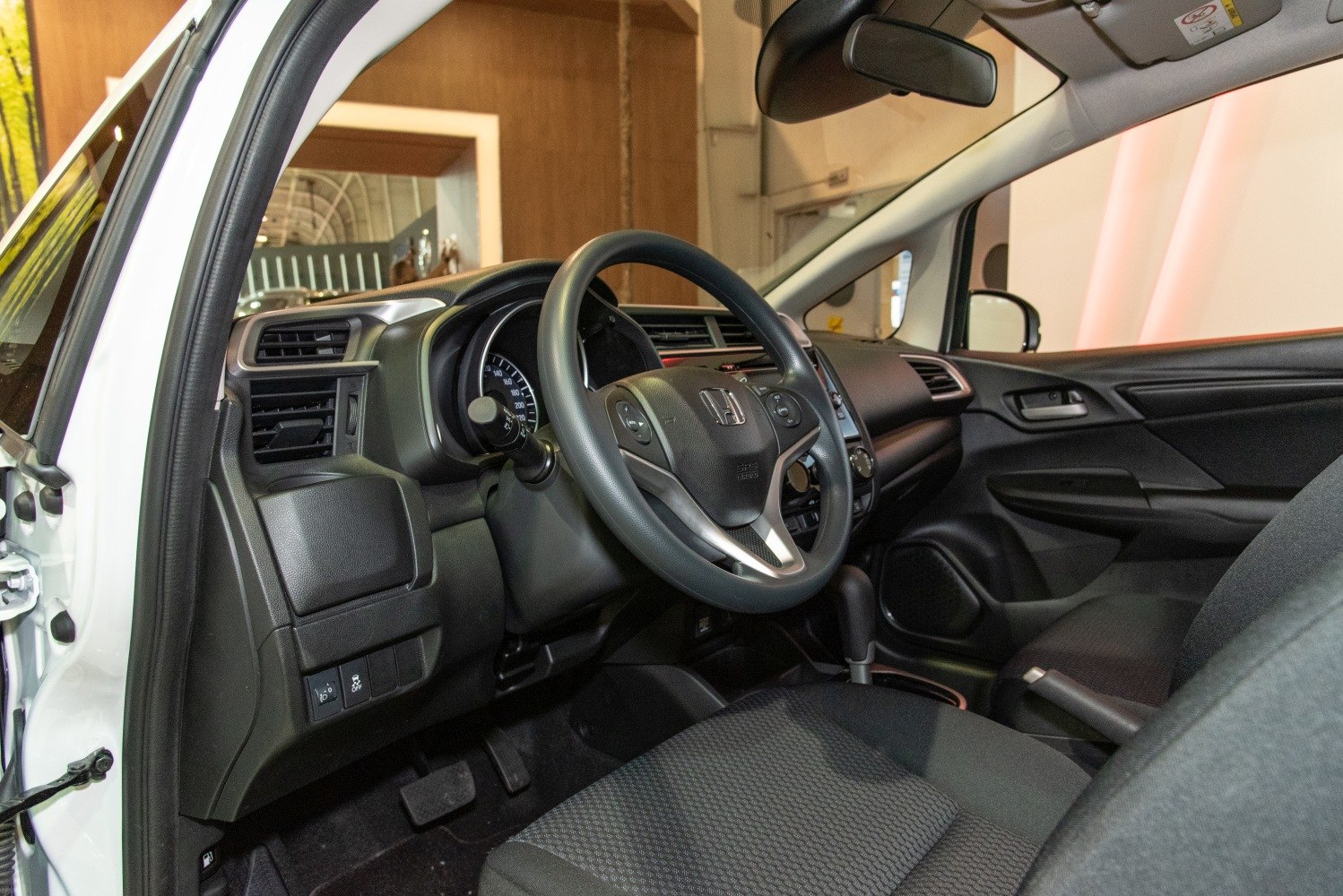 Steering wheel and dashboard interior view