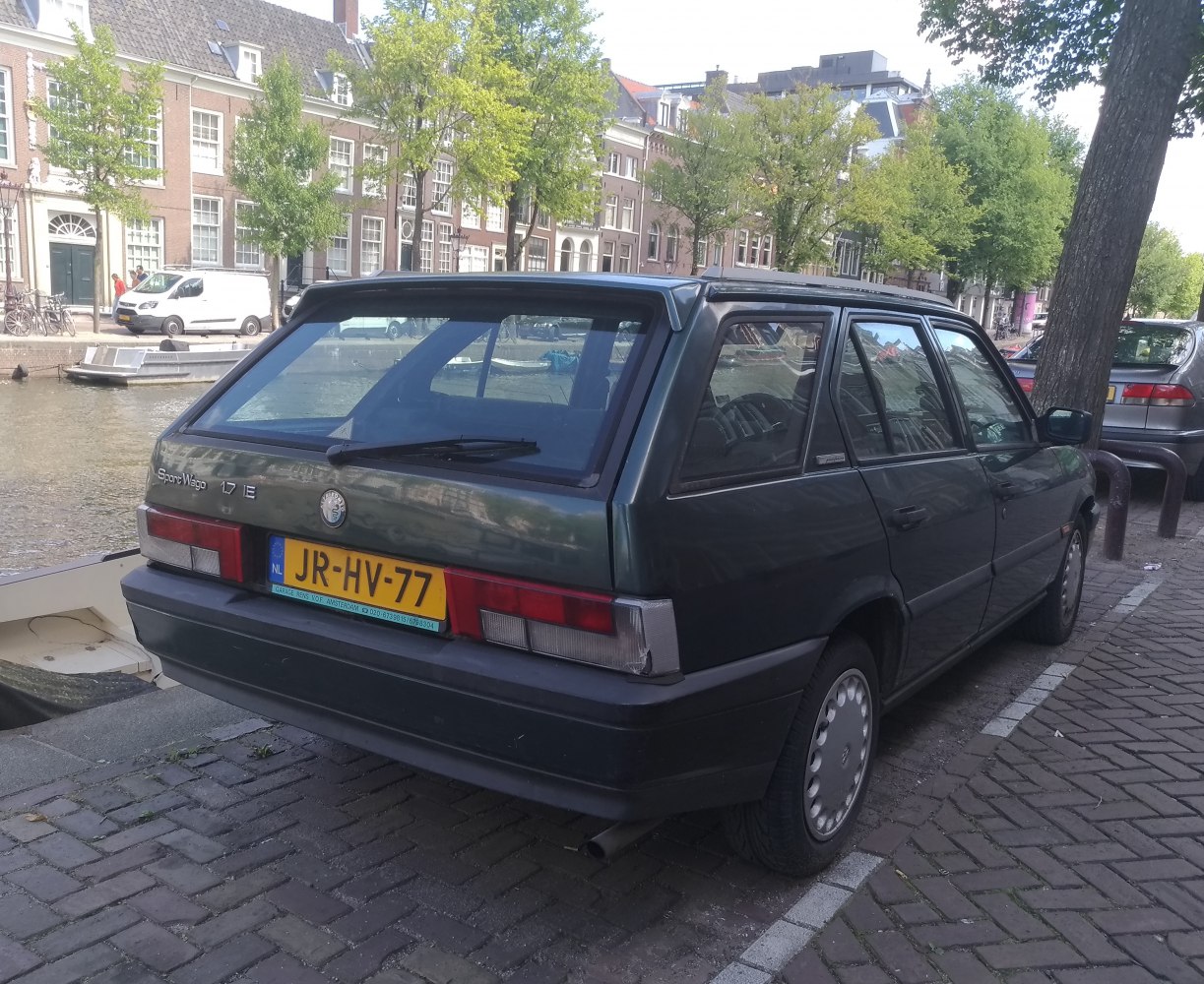 Rear hatchback view of vintage wagon with classic rear lights