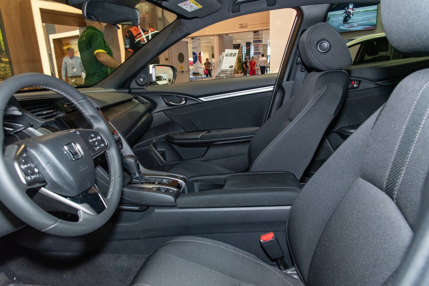 Modern dashboard and front seats with automatic transmission