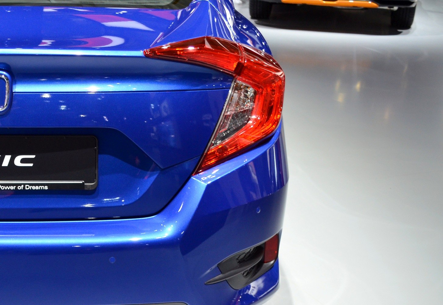 Close-up of modern rear taillight and trunk design
