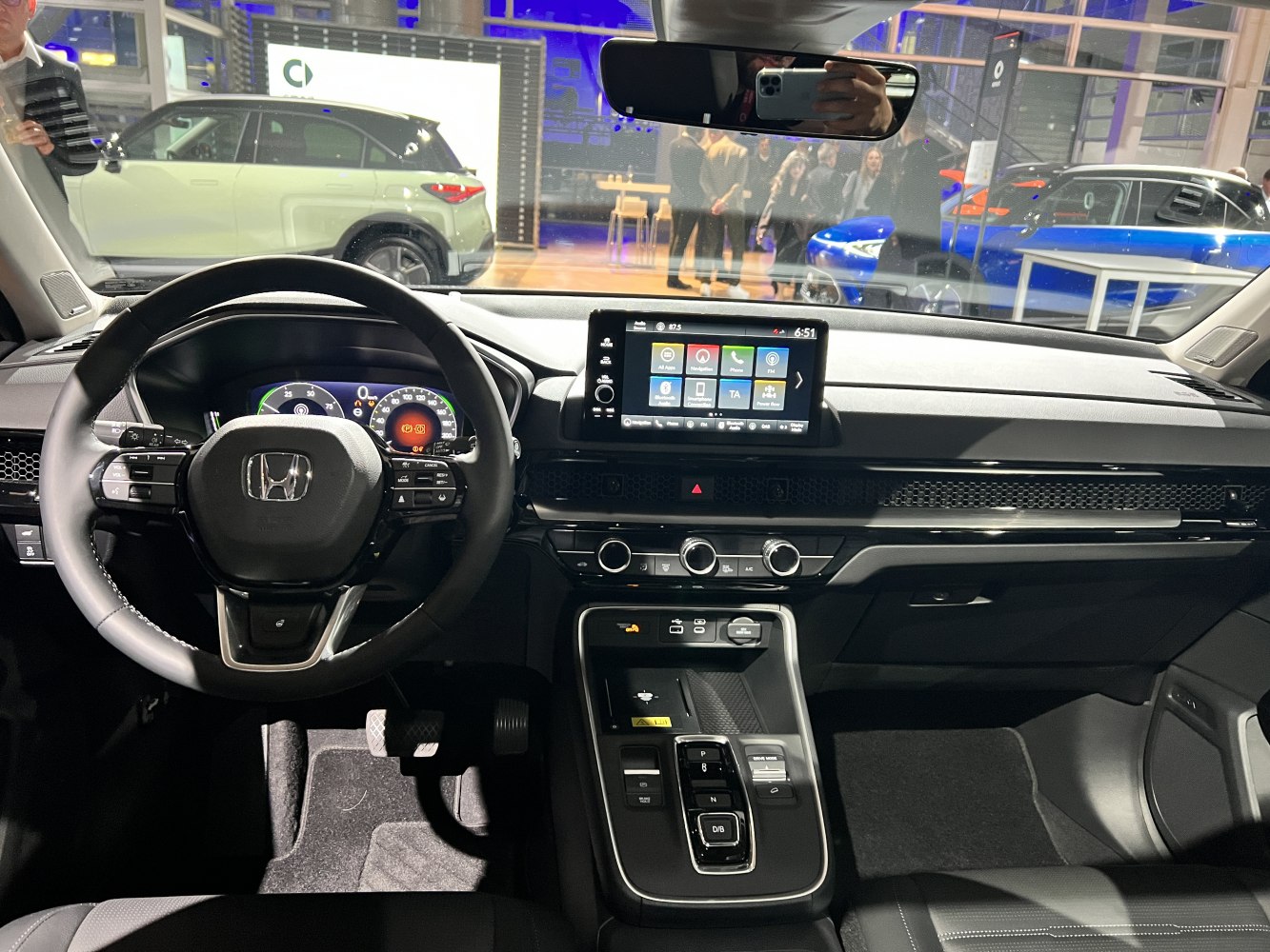 Modern dashboard with digital instrument cluster and center touchscreen display