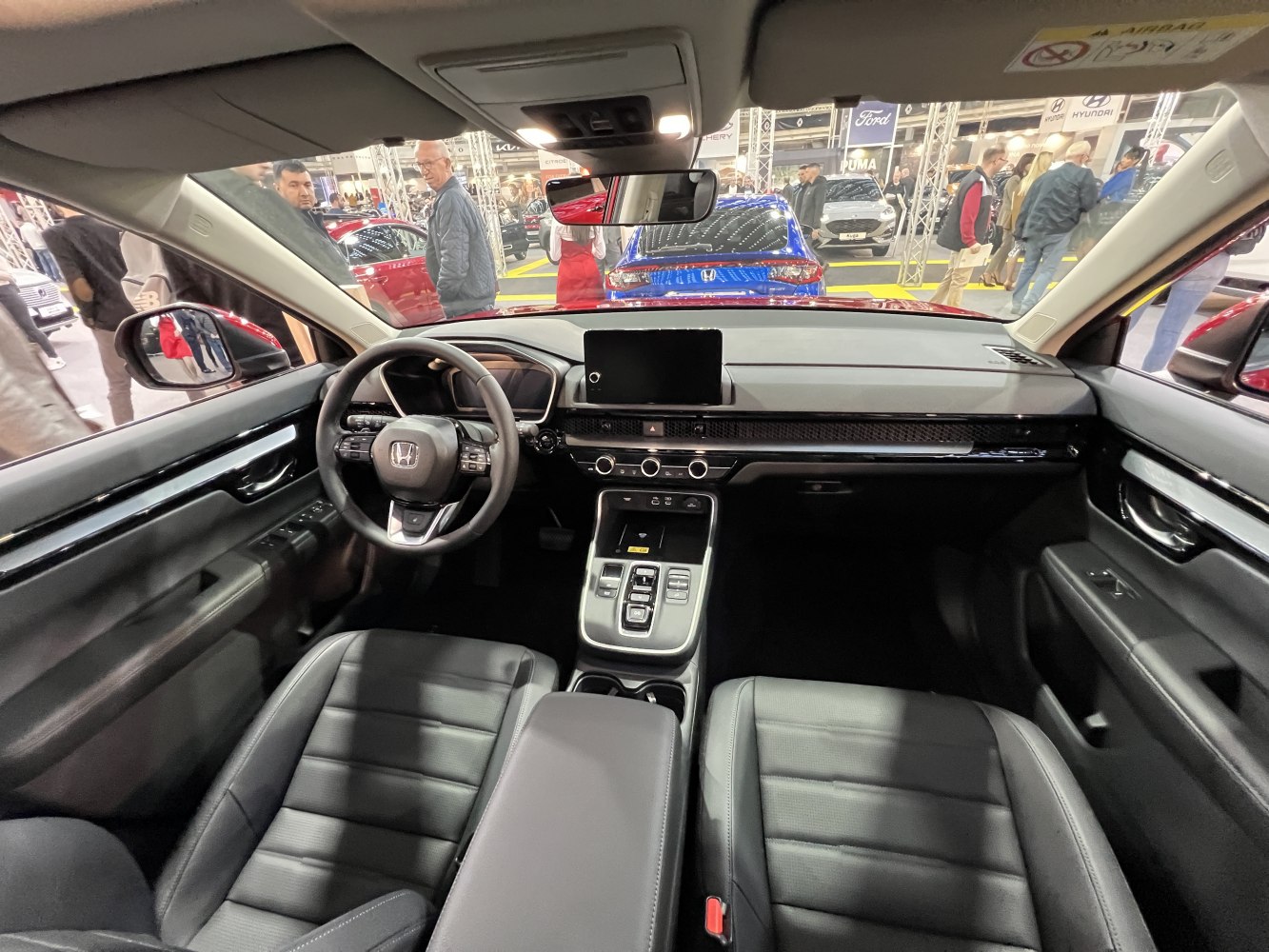 Modern car interior with touchscreen display and digital control panel