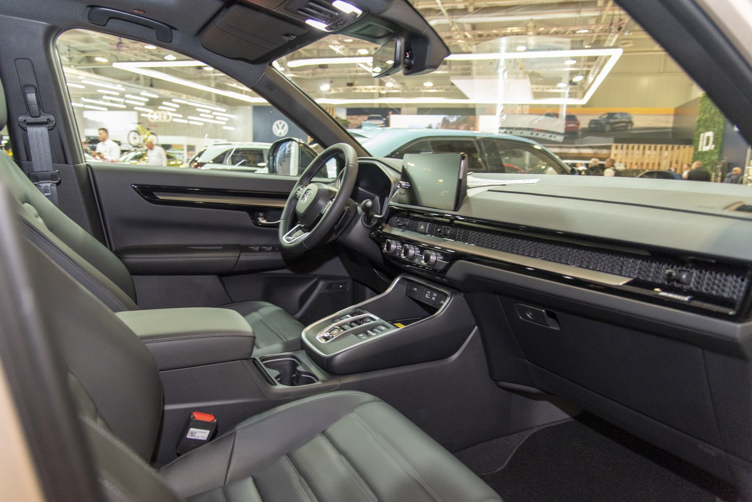 Modern dashboard and ergonomic steering wheel with touchscreen display