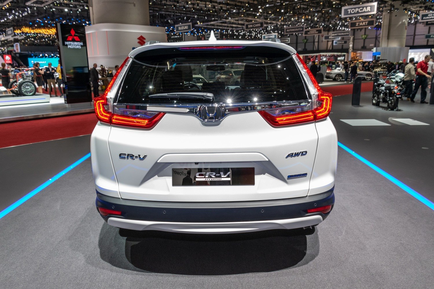 Rear view of SUV with distinct LED tail lights and AWD badge