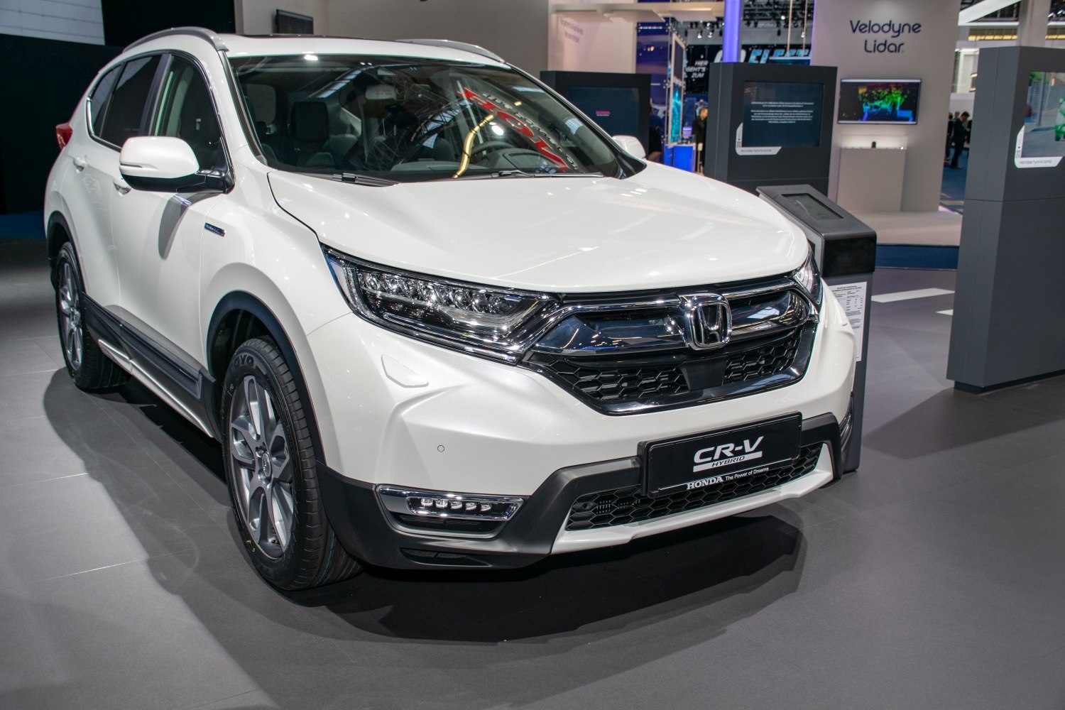 Front grille and LED headlights of a modern hybrid SUV