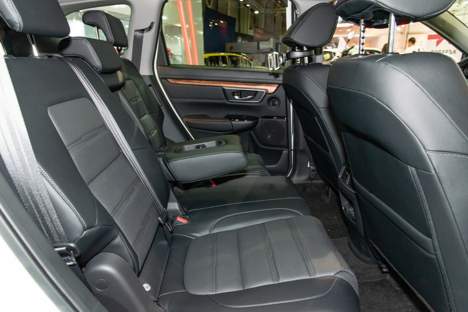 Rear seat leather interior with armrest