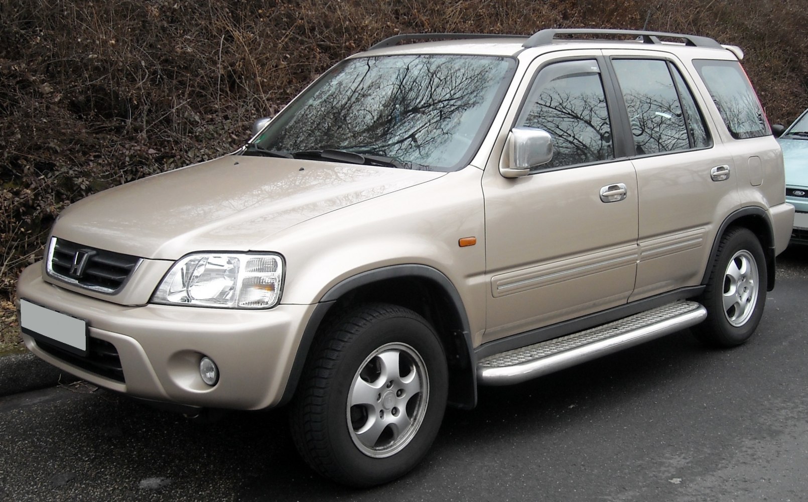 Compact SUV with running boards and roof rails