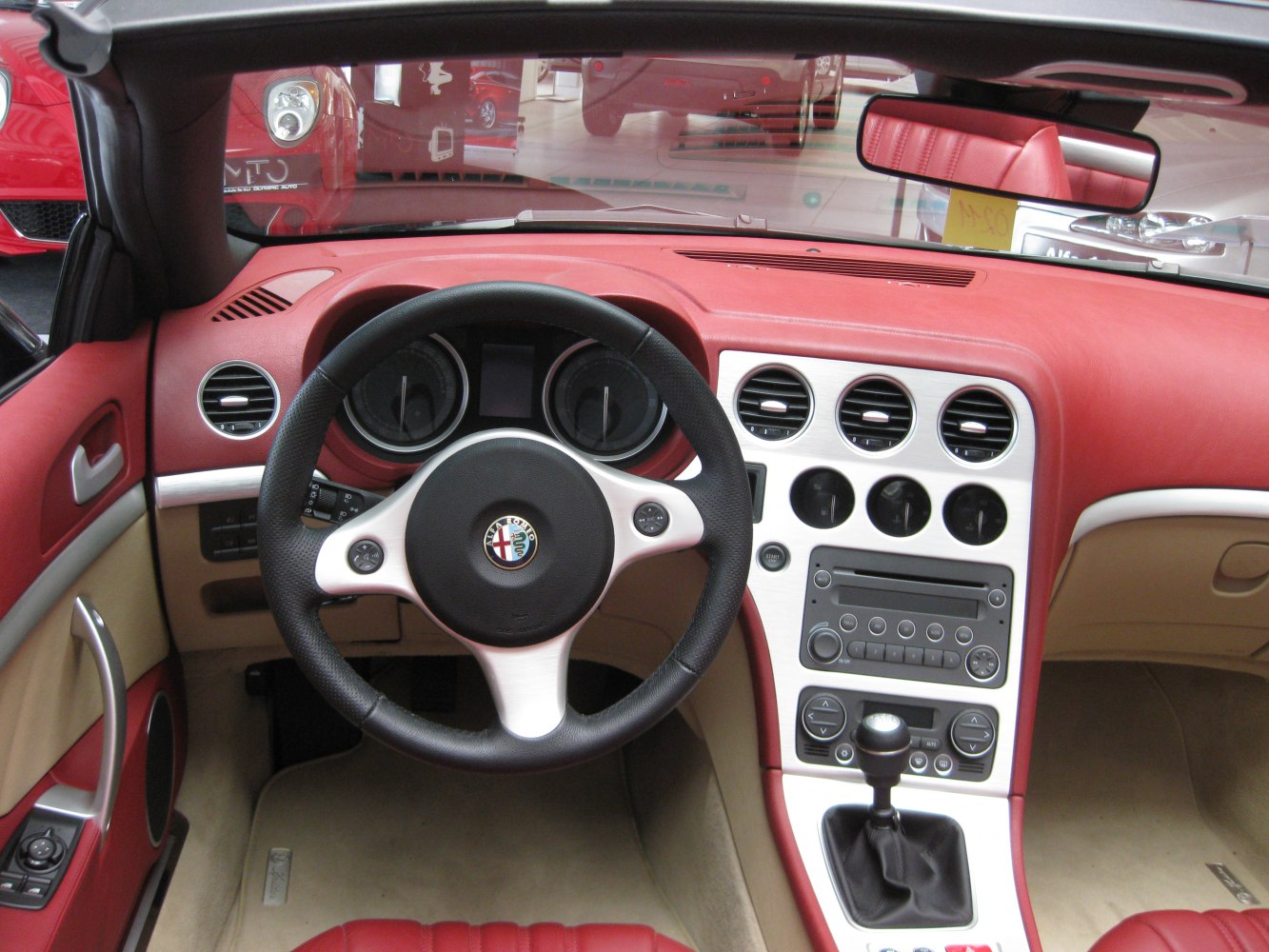 Sporty steering wheel and dashboard with manual gear shift