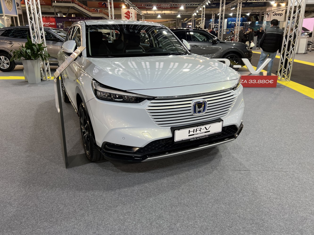 Front grille and LED headlights of a 2021 modern SUV