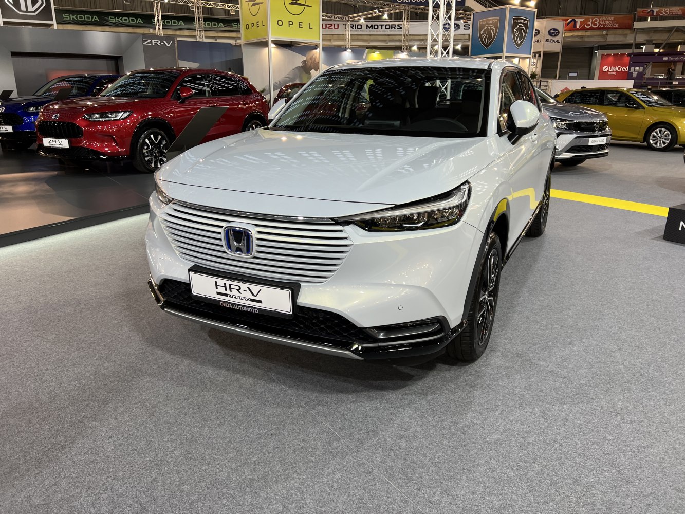 Front grille and LED headlights of a modern hybrid SUV