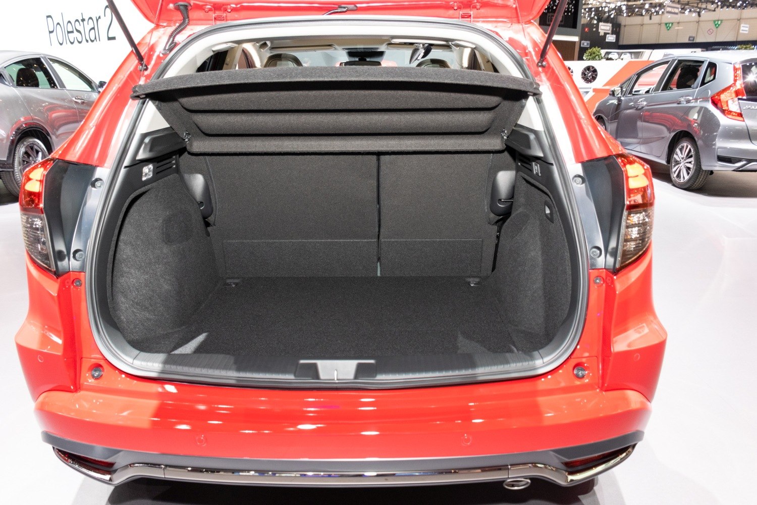 Rear cargo area with spacious, flat, and organized trunk space