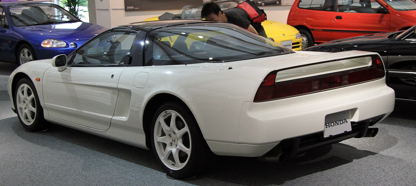 White NSX I coupe with targa roof and rear spoiler