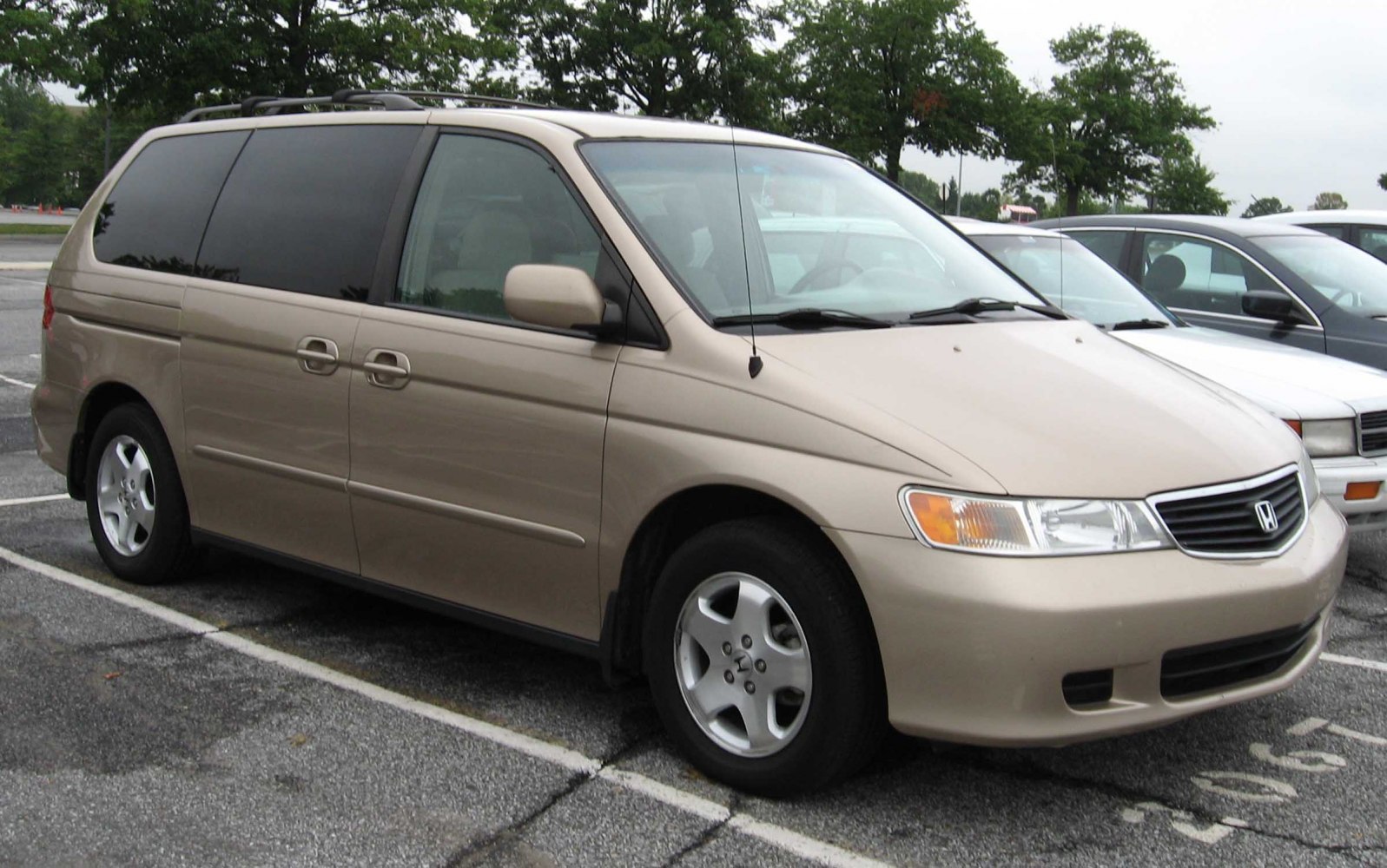 Minivan with sliding side doors and roof rails