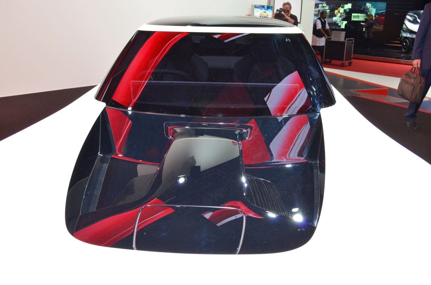 Futuristic rear with large glass panel and angular design