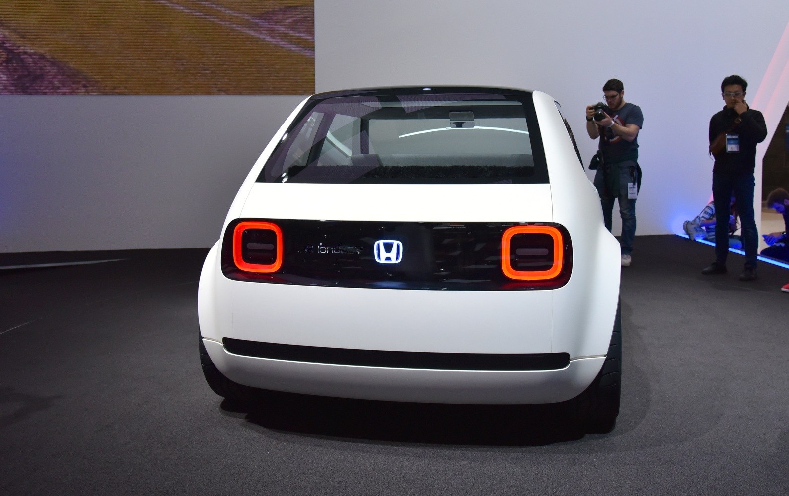 Rear view with rectangular LED tail lights and large rear window