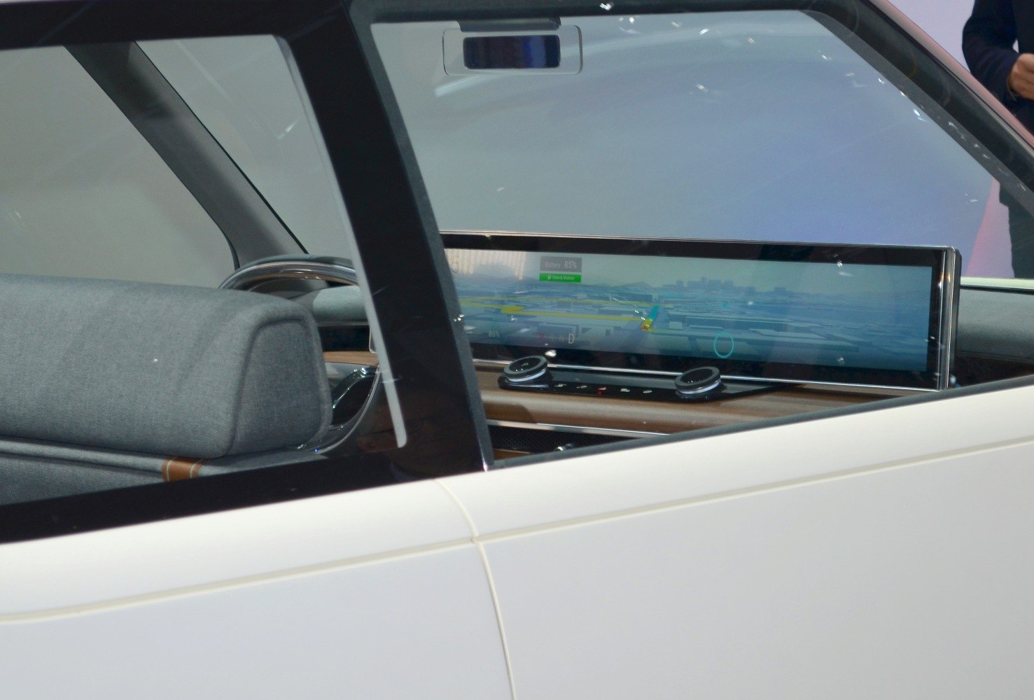 Digital dashboard display with modern control knobs and minimalist design