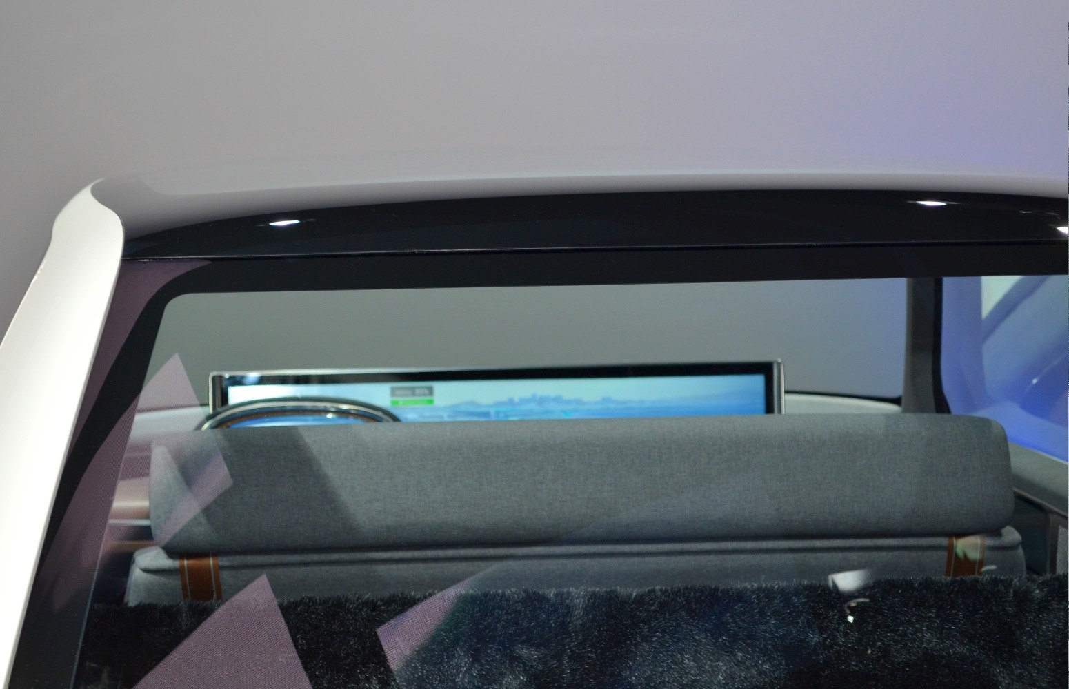 Dashboard screen and rear seatback in 2018 electric concept car interior